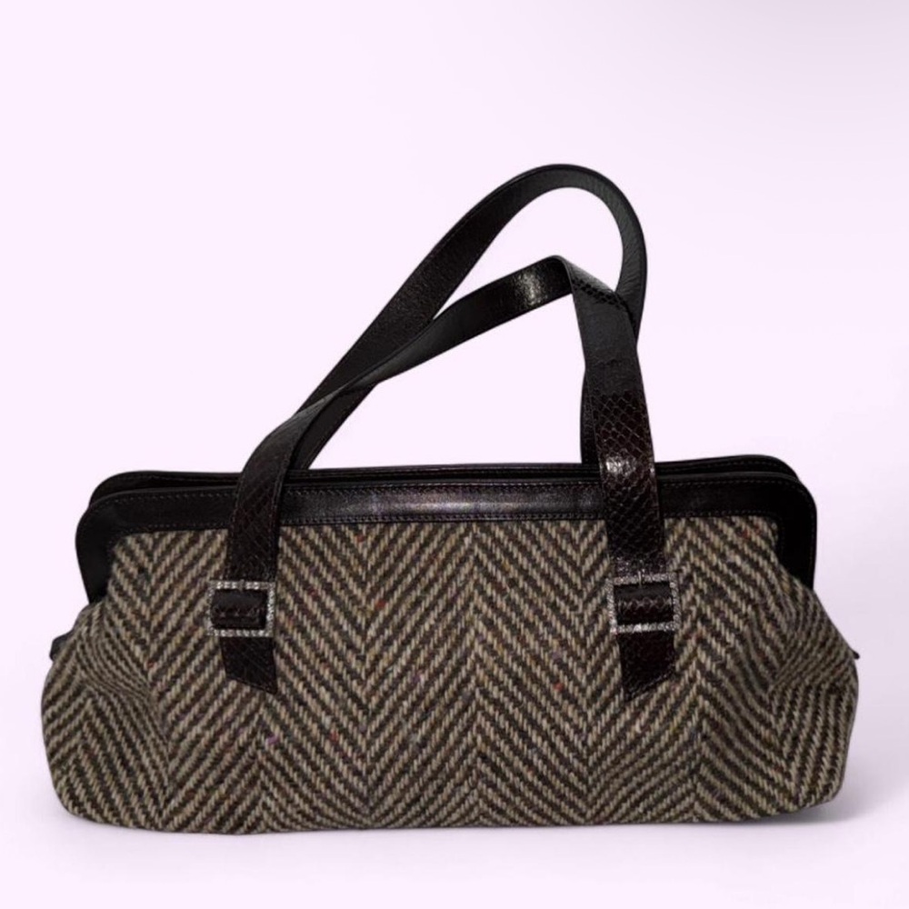 RARE Vintage Kate Spade Rhinestone Herringbone Tweed Shoulder Bag